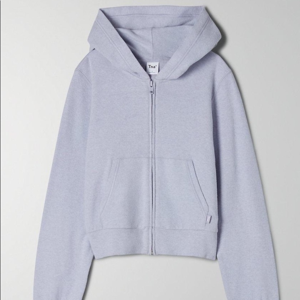 Aritzia TNA Rib Zip Hoodie - Lavish Lavender